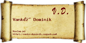 Vankó Dominik névjegykártya